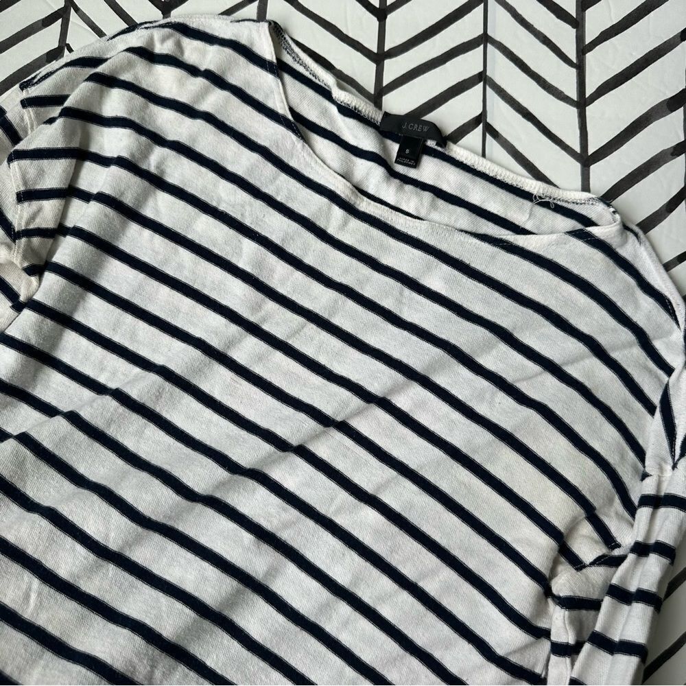 J. Crew Size S Long Sleeve Lightweight Striped Scoop Neck Sweater